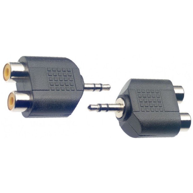 Stagg AC-2CFJMSH, redukce 2x RCA samice - 1x Jack 3,5 mm samec stereo