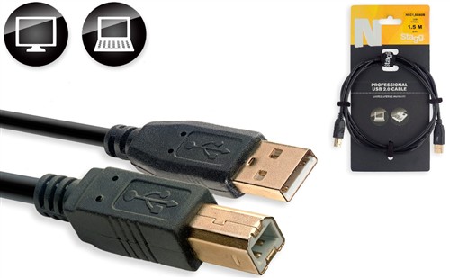 Fotografie Stagg NCC1,5UAUB, kabel USB 2.0, USB A/USB B, 1,5m