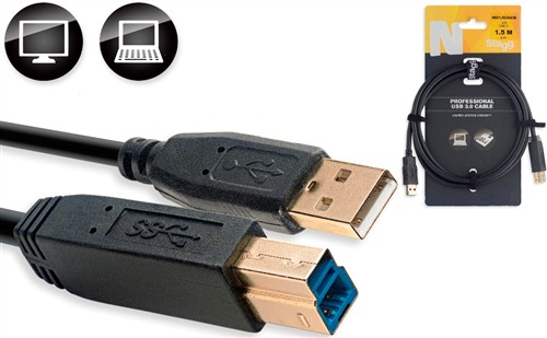 Stagg NCC1,5U3AU3B, USB kabel/STD A-B 3.0 1,5m