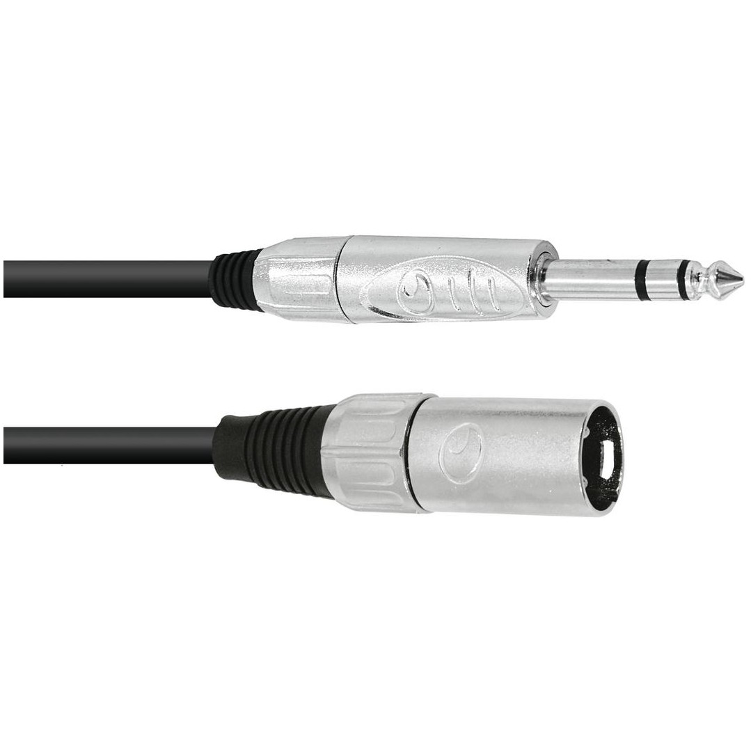 Fotografie Omnitronic propojovací kabel XLR samec/Jack 6,3 stereo, 20 cm, černý
