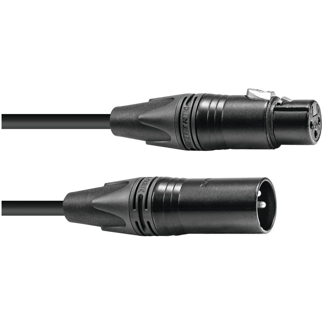 Fotografie PSSO DMX kabel XLR 3-pinový, černý, 1,5m, konektory Neutrik