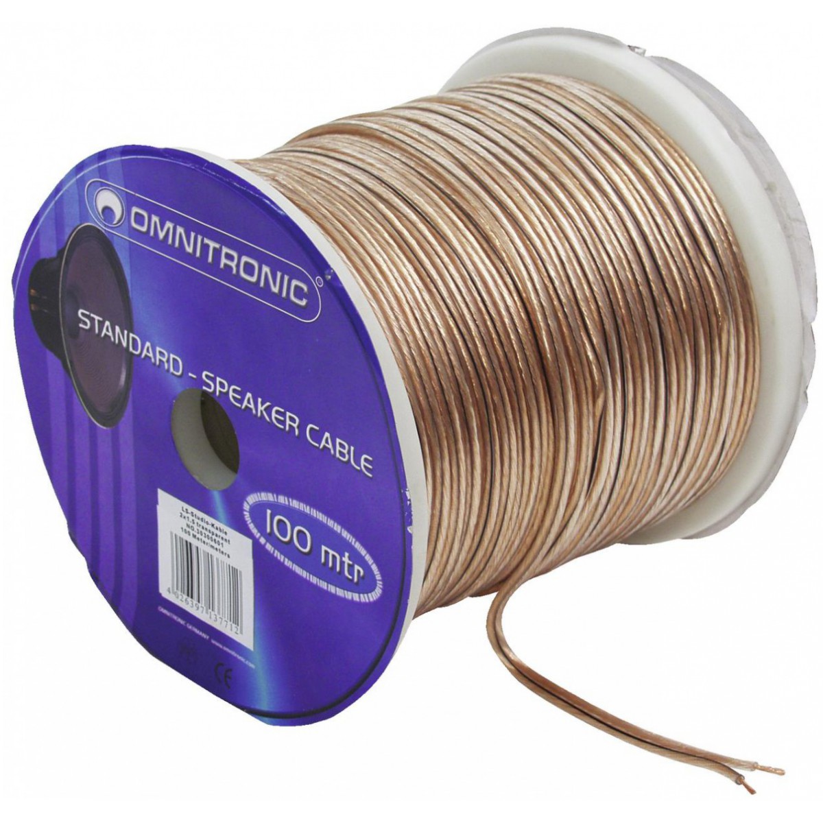 Fotografie Omnitronic reproduktorový kabel 2x 1,5mm, transparentní, 100m, cena/m