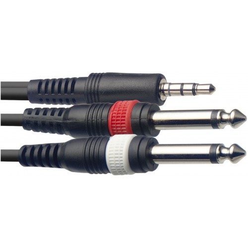 Stagg SYC3/MPS2P E, kabel mini stereo JACK/2x JACK, 3m