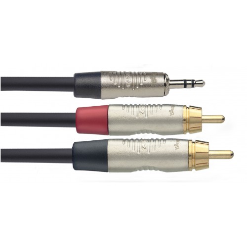 Stagg NYC3/MPS2CMR, kabel 2x RCA/mini JACK, 3m