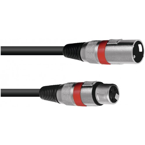 Kabel MC-30R, zástrčka - zásuvka, XLR, symetrický, červený, 3m