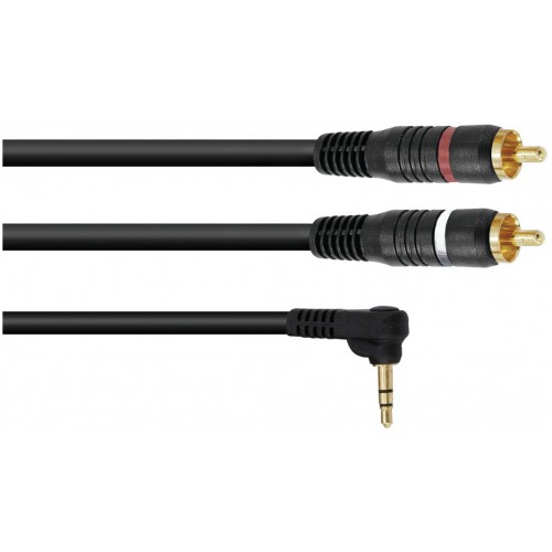 Omnitronic kabel stereo mini Jack 3,5 mm 90°/2xRCA, 1,5m