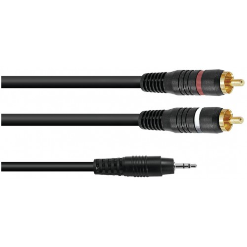 Kabel Jack 3,5 mm/2xRCA, černý, 1m