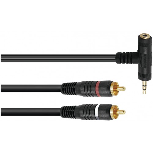 Kabel TC-15, 2x RCA - Jack 3.5 mm stereo lomený, 1,5 m