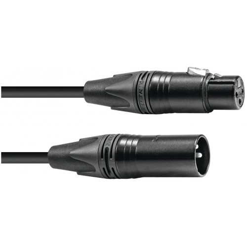 PSSO DMX kabel XLR 3-pinový, černý, 1,5m, konektory Neutrik