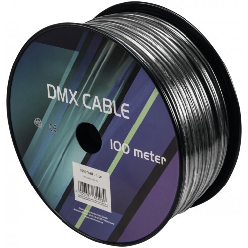 Kabel DMX 2x 0.22, cívka 100m, černý, cena/m